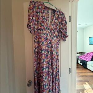 Faithfull the Brand Purple Floral Midi Dress